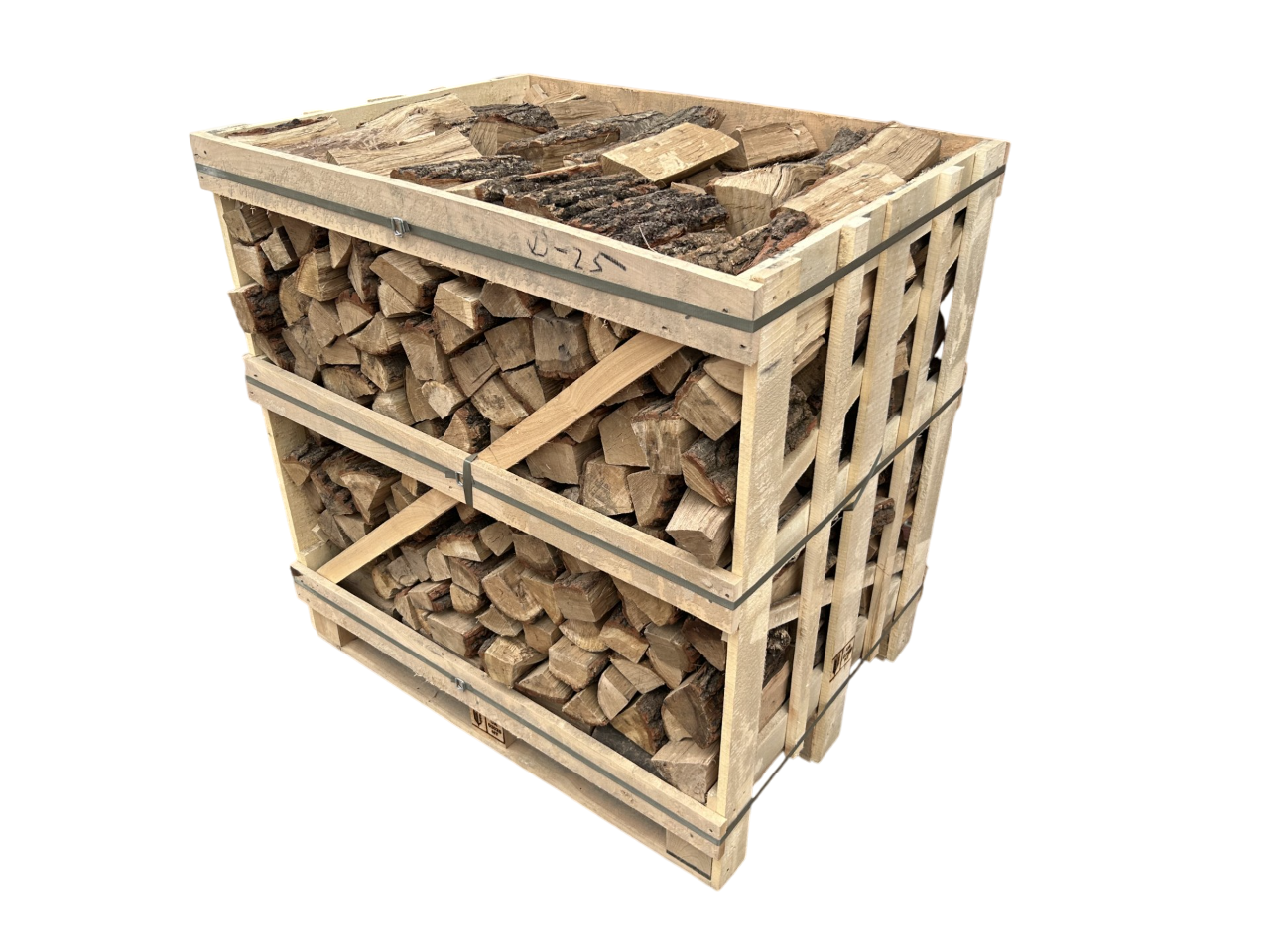 Halve pallet ovengedroogd gekloofd eiken haardhout 25cm